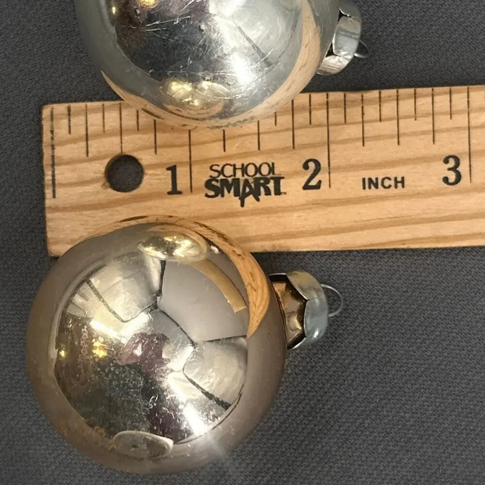 18 VTG Santa Land Silver Gold Glass Christmas Tree Ornaments USA 70s Retro Glam
